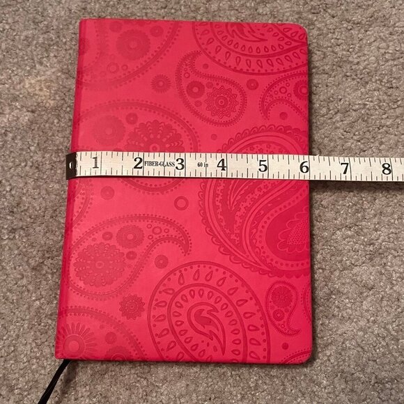 Pink/Red Paisley Faux-Leather Hardcover Lined Journal w/ Ribbon Bookmark - Picture 8 of 8